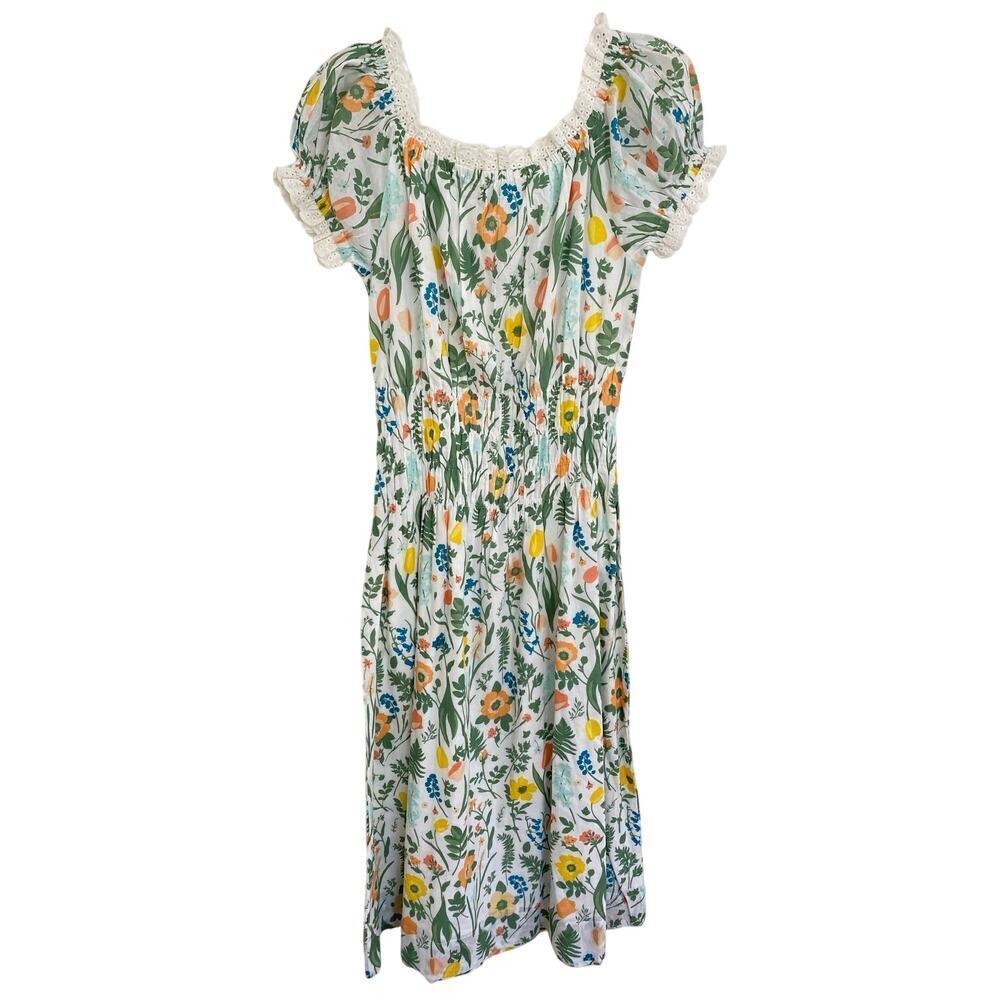 Olivia James The Label Josie Off The Shoulder Floral Puff Sleeve Midi Dress - Picture 5 of 11